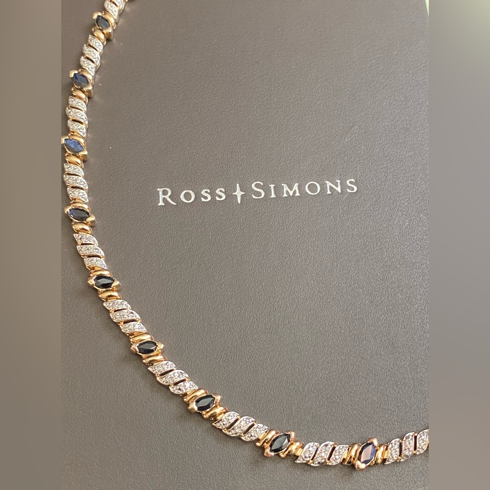 Vintage Ross Simons 18k gold over sterling Silver sapphire & diamond Bracelet.
